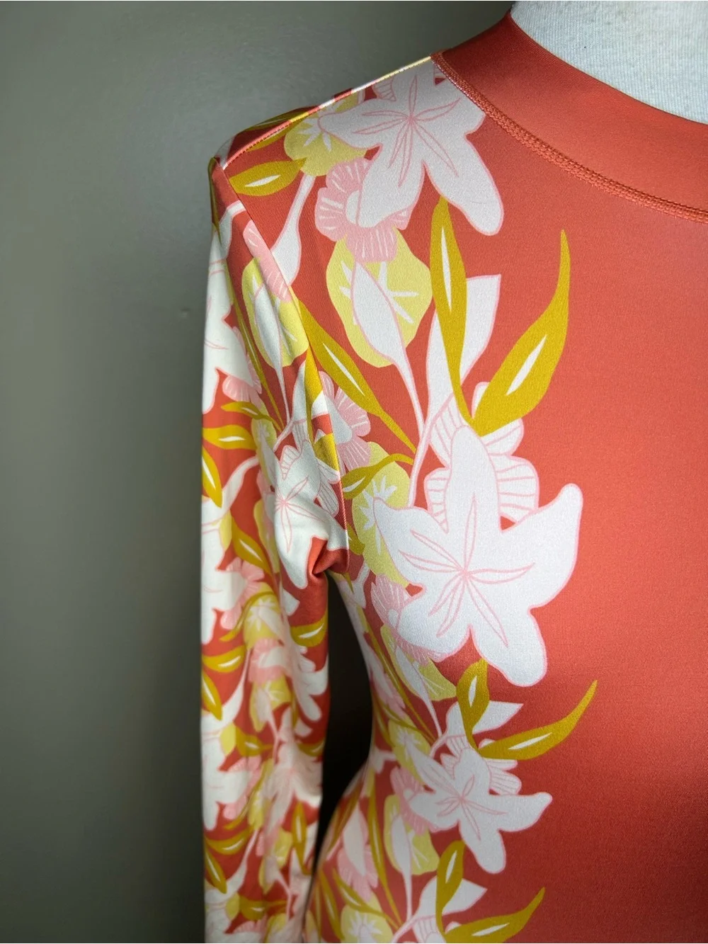 Hurley Coral Floral Long-Sleeve One-Piece Swimsuit